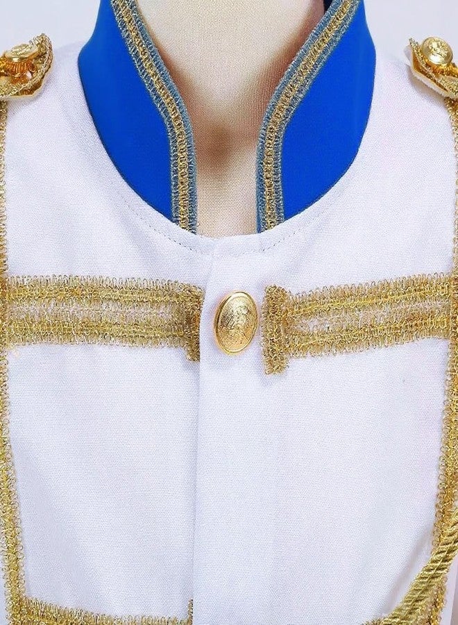 Akokvlar 9 Pcs Prince Charming Costume for Boys Medieval Royal King Outfits for Kids (Blue, 7-8 Years) - Image 4